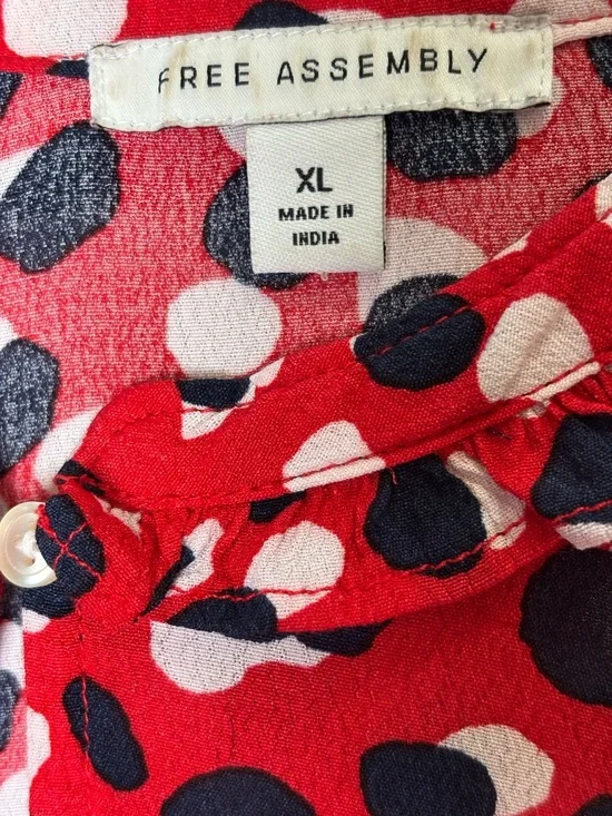 Free Assembly Red, White, Blue Printed Ruffle-Hem Dress w/Pockets Women’s XL - Picture 5 of 8